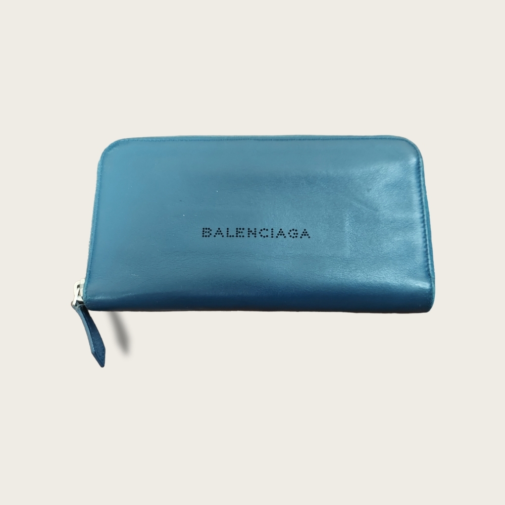 Balenciaga Blue Long Zipper Wallet